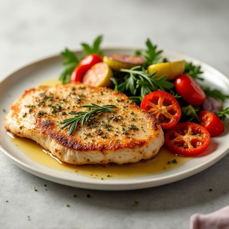 Herb-Crusted Pan Seared Chicken with Roasted Vegetables