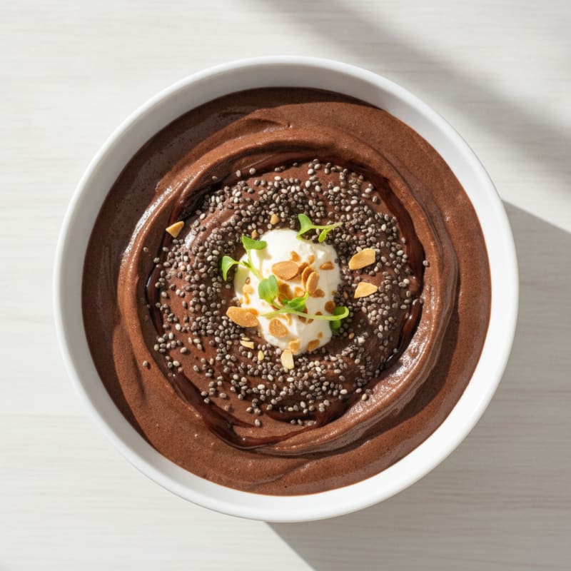 Chocolate Protein Mousse with Silken Tofu and Chia Seeds
