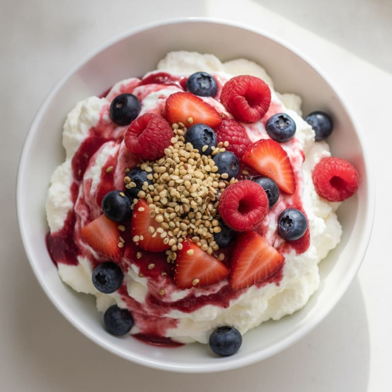 Greek Yogurt Protein Mousse with Mixed Berries