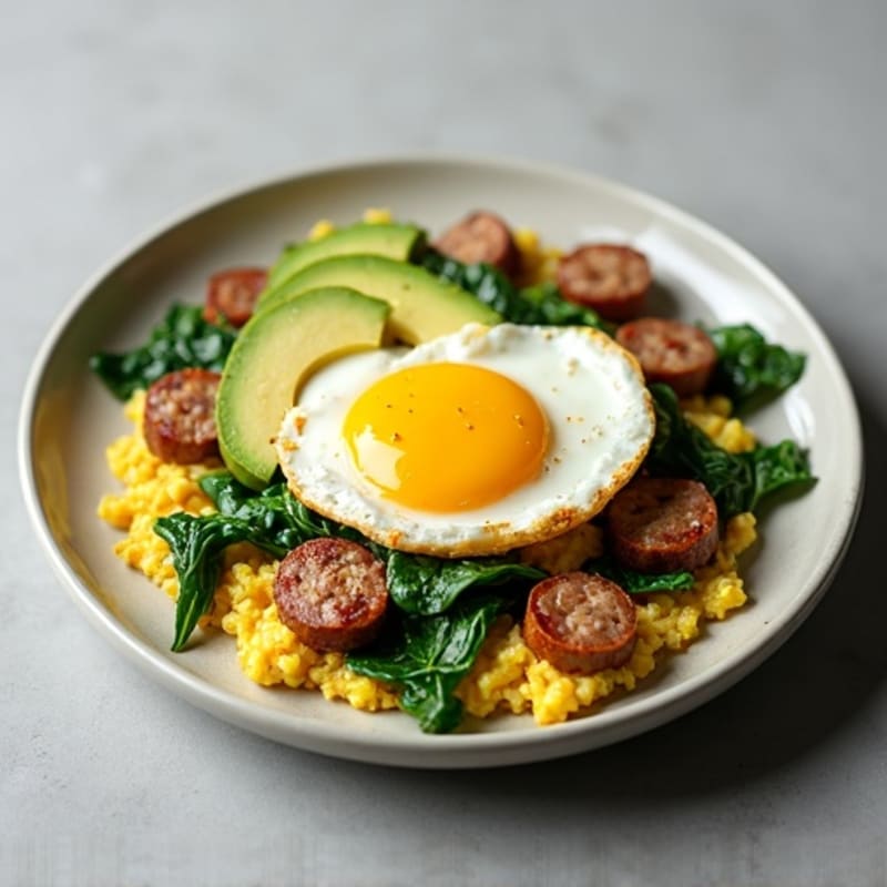 Egg White Scramble with Spinach and Turkey Sausage