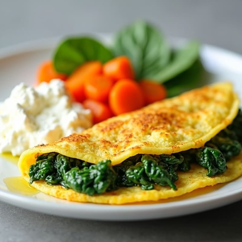 Egg White Spinach Omelet with Cottage Cheese