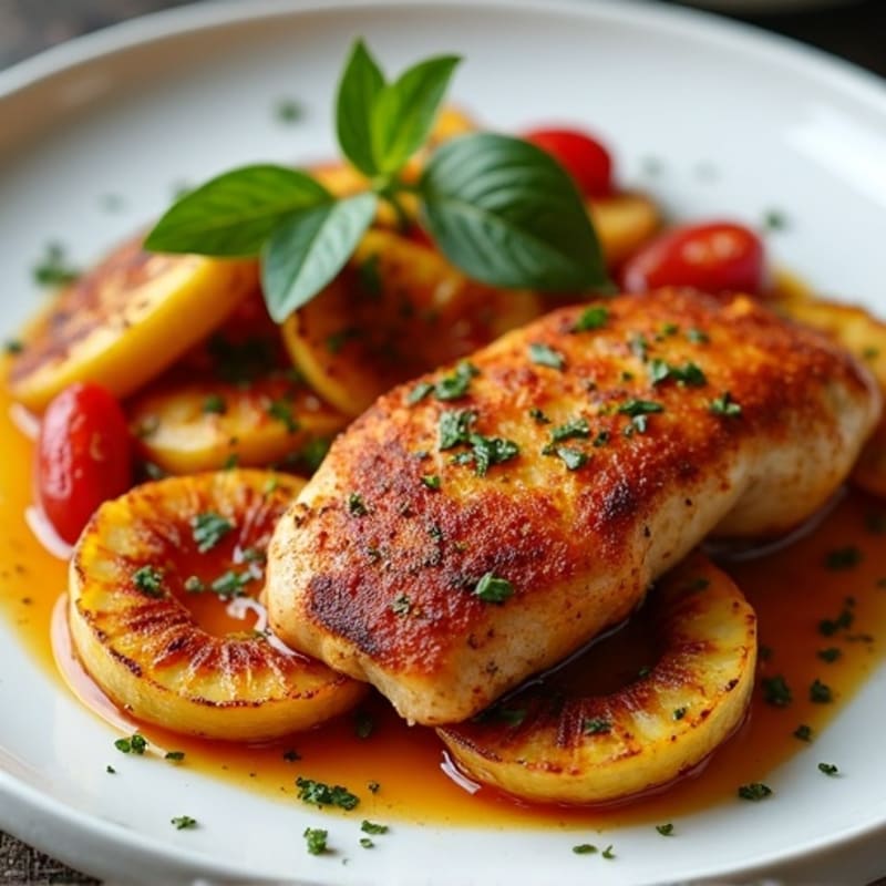 Spicy Herb-Roasted Chicken with Crispy Plantains