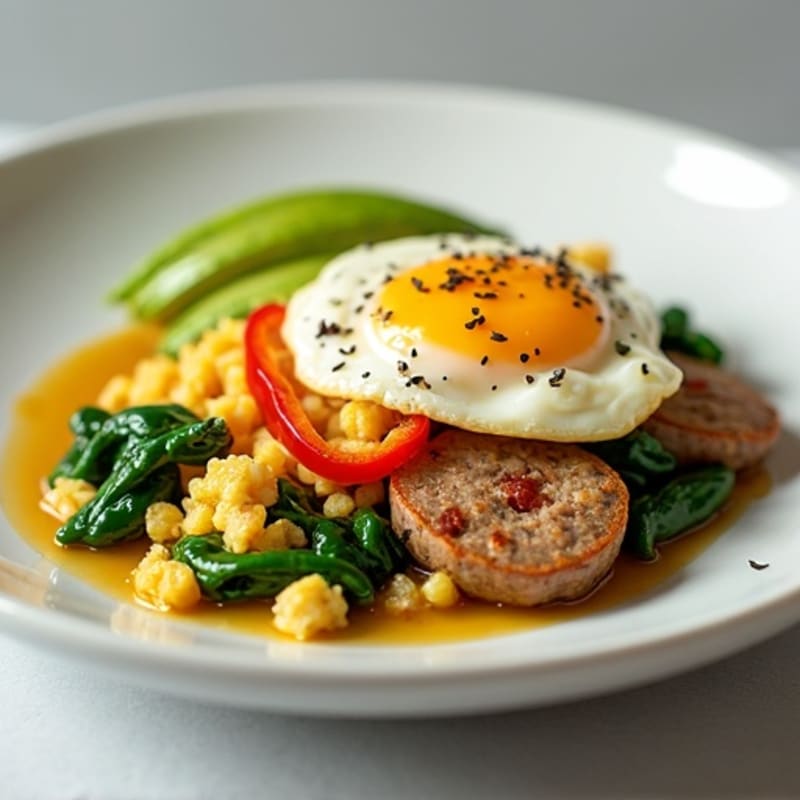 Egg White Scramble with Spinach and Turkey Sausage