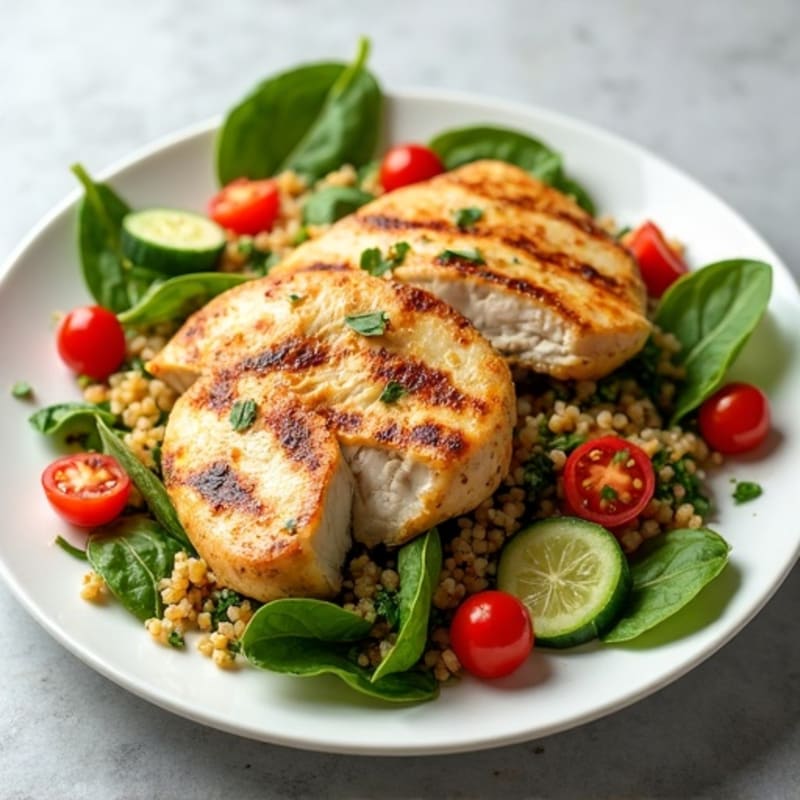 Grilled Chicken and Quinoa Salad with Crunchy Vegetables