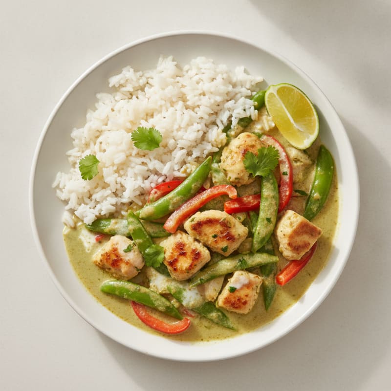 Green Curry Chicken with Coconut Rice