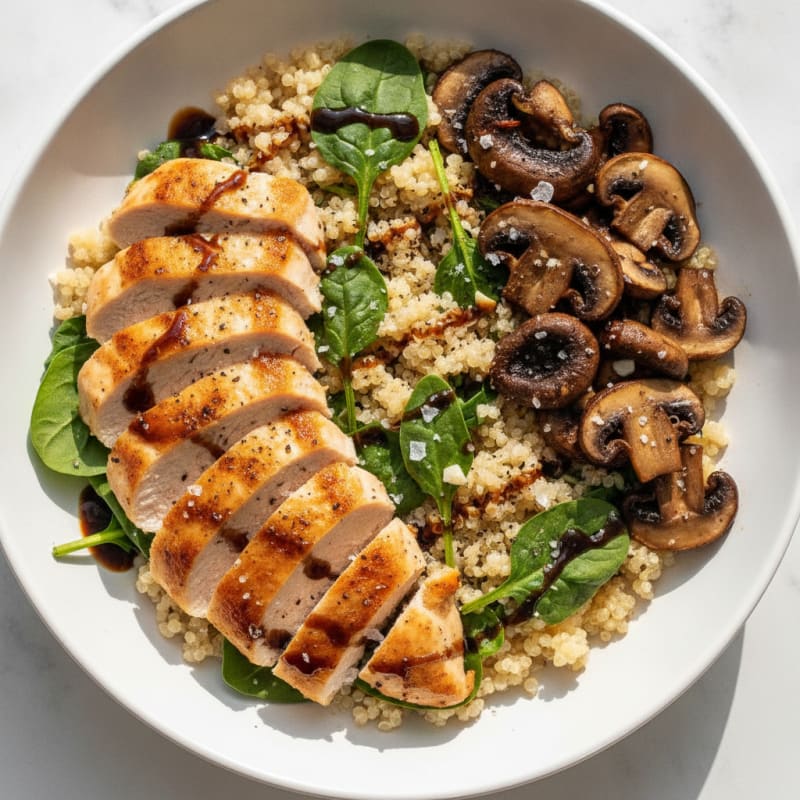 Garlic Mushroom Quinoa Bowl