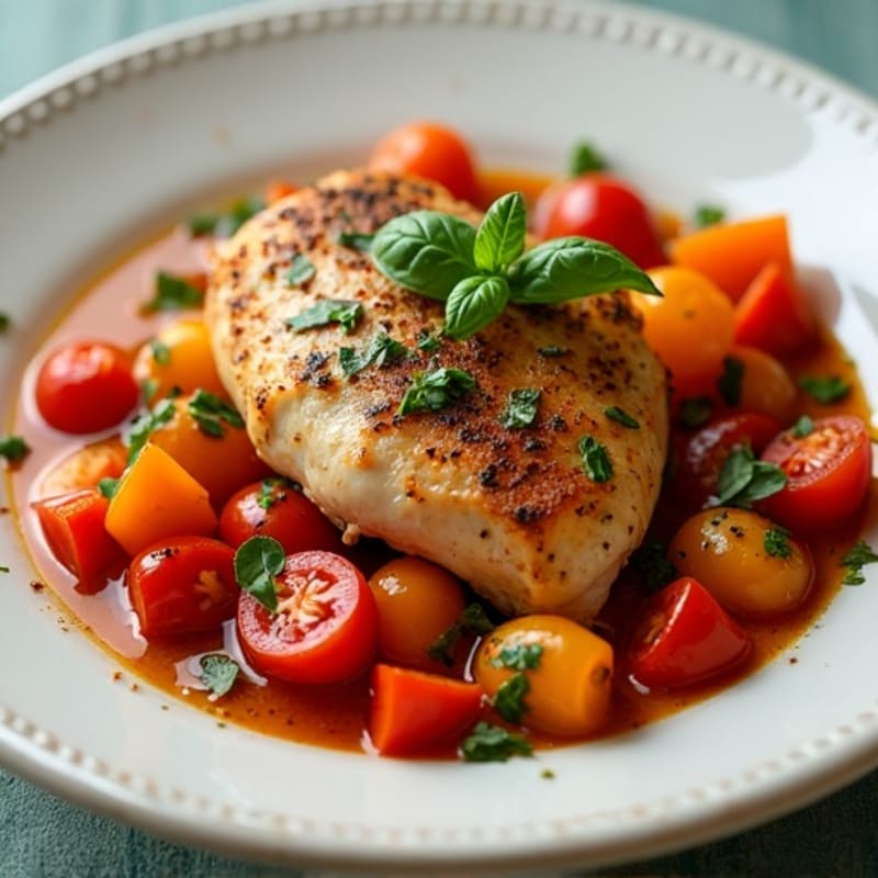 Herb-Roasted Chicken Cacciatore with Bell Peppers