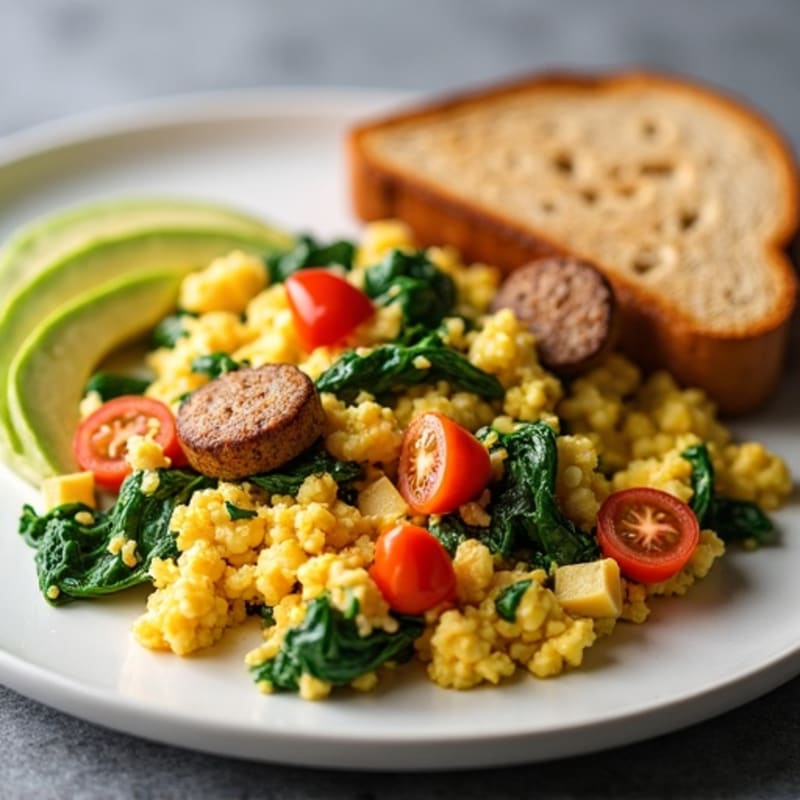 Egg White Scramble with Spinach and Turkey Sausage