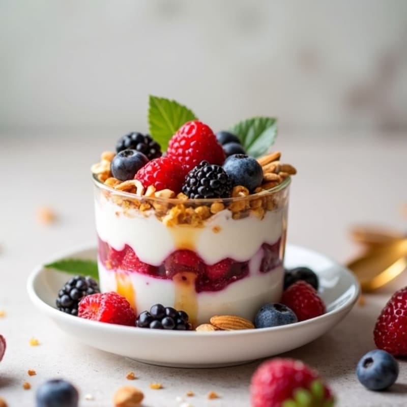 Greek Yogurt Protein Parfait with Mixed Berries