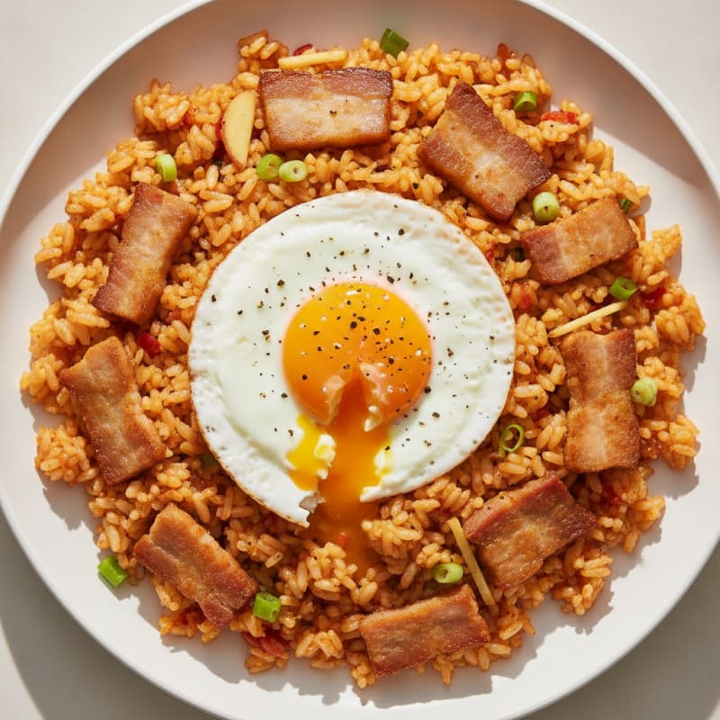 Savory Kimchi Fried Rice with Pork Belly