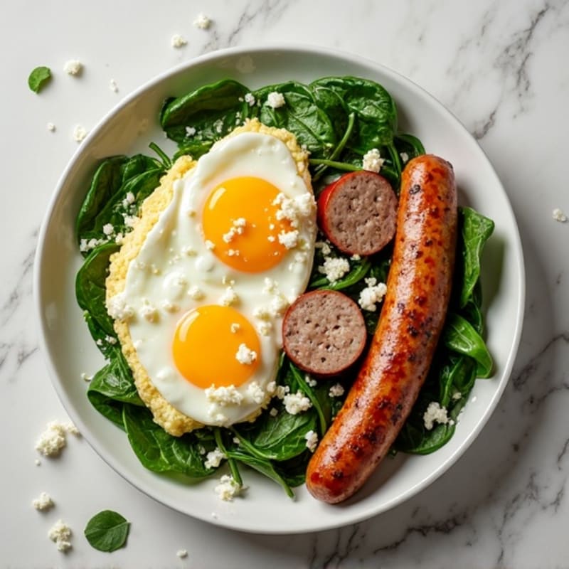 Egg White Spinach Scramble with Turkey Sausage