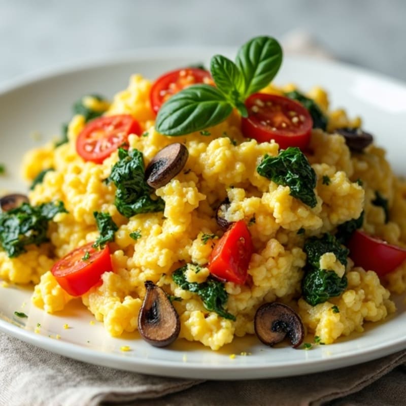 Fluffy Veggie-Loaded Egg Scramble with Fresh Herbs
