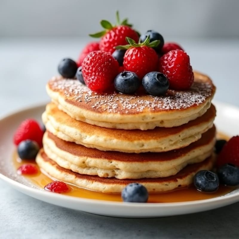 Healthy Fluffy Protein Pancakes with Fresh Berries