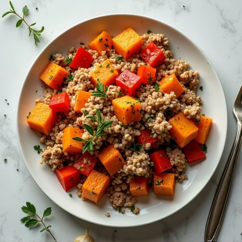 Herb-Roasted Ground Turkey and Sweet Potato Hash