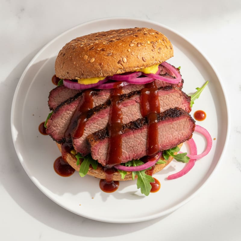 Smoky Brisket Sandwich with Pickled Onions