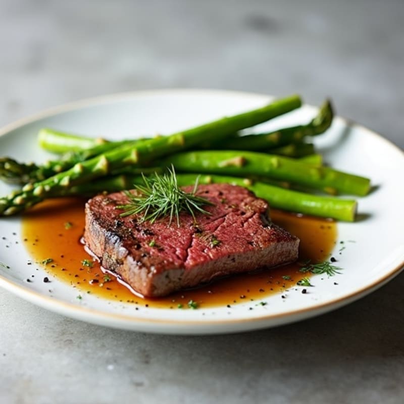 Lean Beef Sirloin with Steamed Asparagus