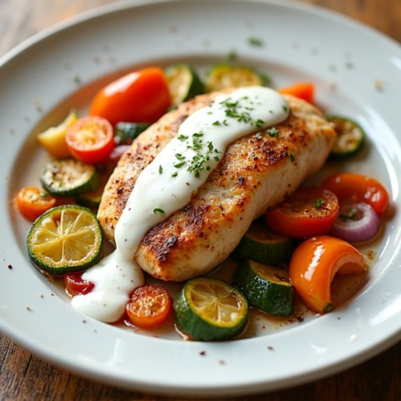 Creamy Spiced Chicken with Roasted Vegetables