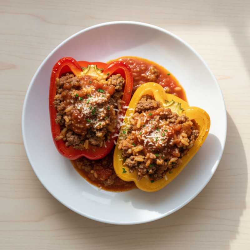 Beef and Rice Stuffed Bell Peppers