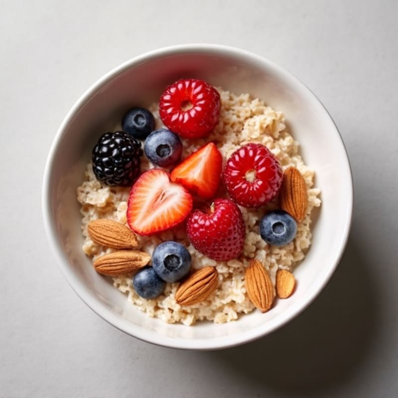 Creamy Protein Oatmeal with Berries and Toasted Almonds