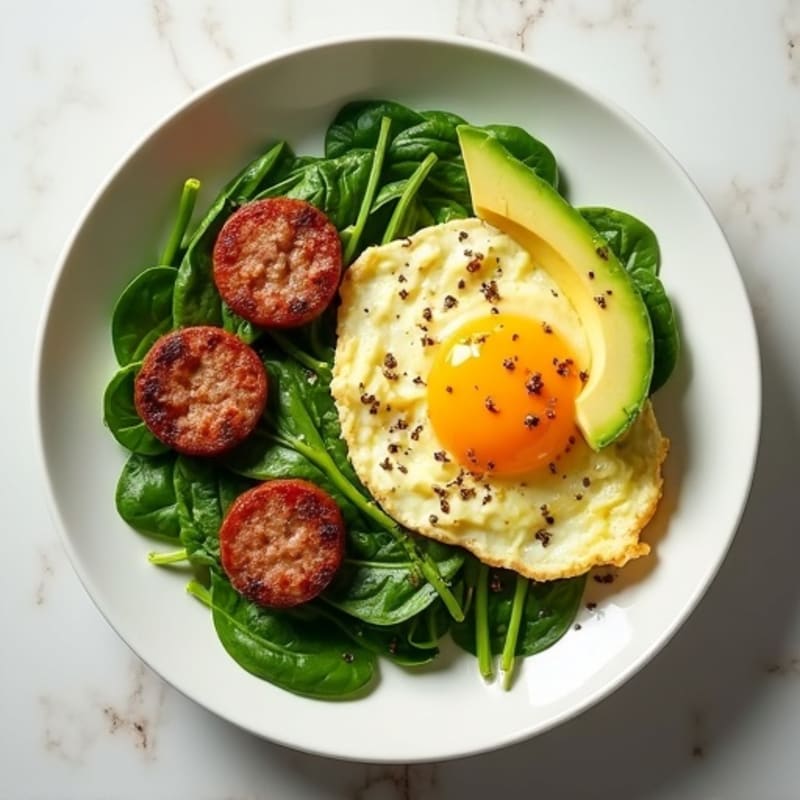 Egg White and Turkey Sausage Scramble with Spinach and Avocado