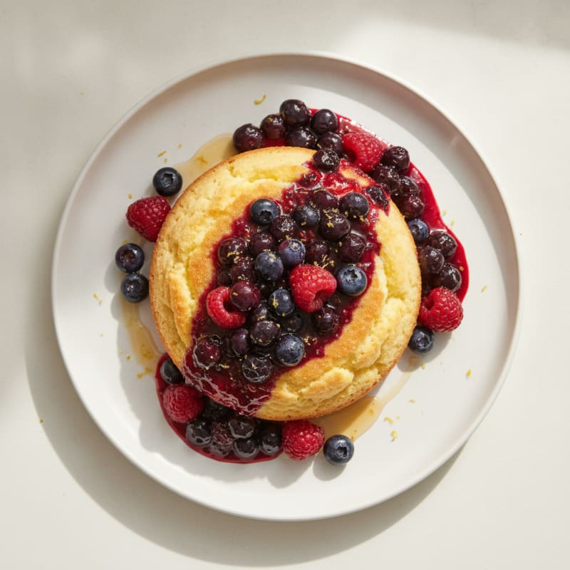 Lemon Ricotta Cake with Berry Compote