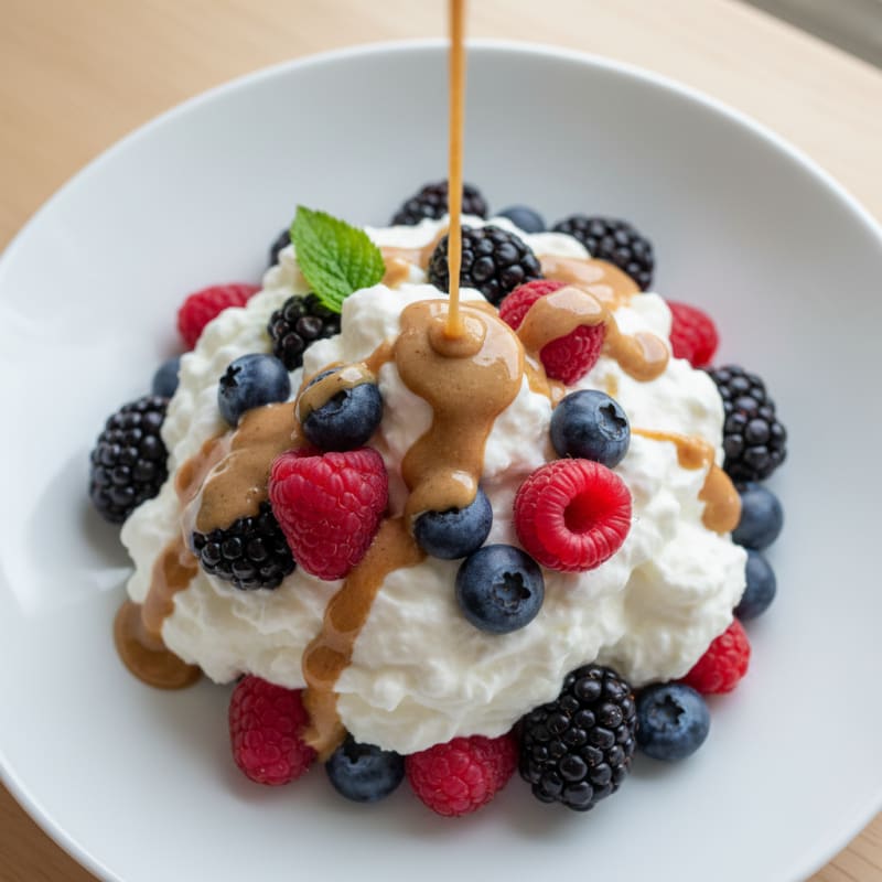 Greek Yogurt Protein Mousse with Mixed Berries