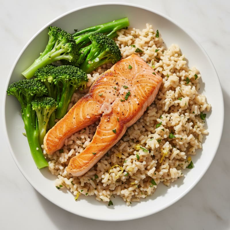 Pan-Seared Salmon with Lemon-Herb Rice