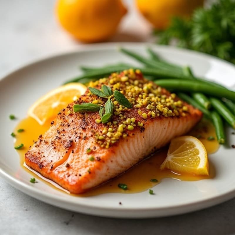 Crispy Pistachio-Crusted Salmon with Citrus-Ginger Glaze