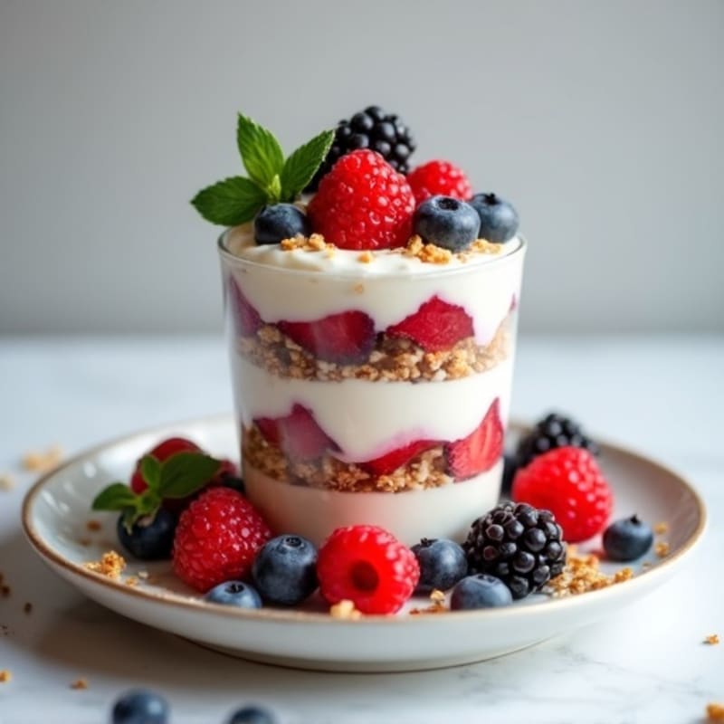 Greek Yogurt Protein Parfait with Mixed Berries