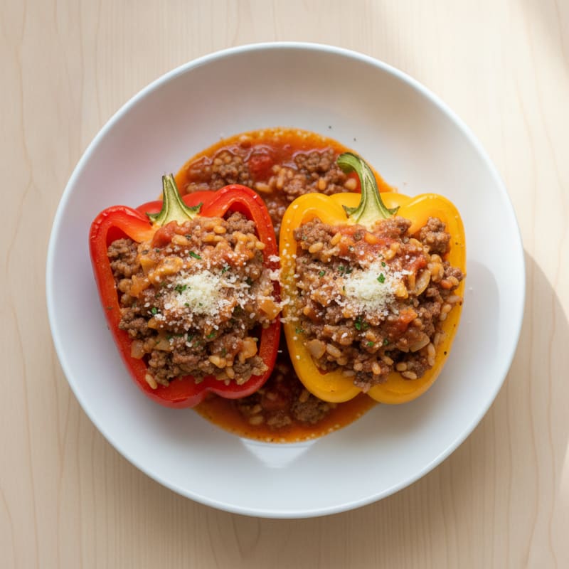 Beef and Rice Stuffed Bell Peppers