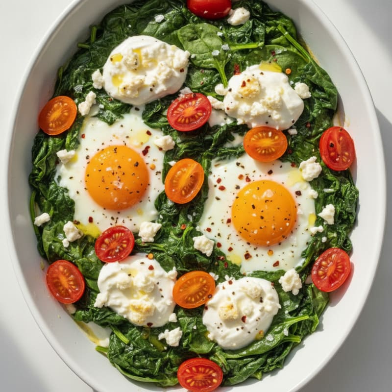Baked Eggs with Spinach and Feta