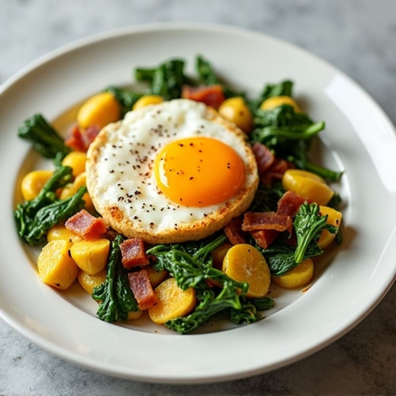 Egg White Spinach Scramble with Turkey Bacon