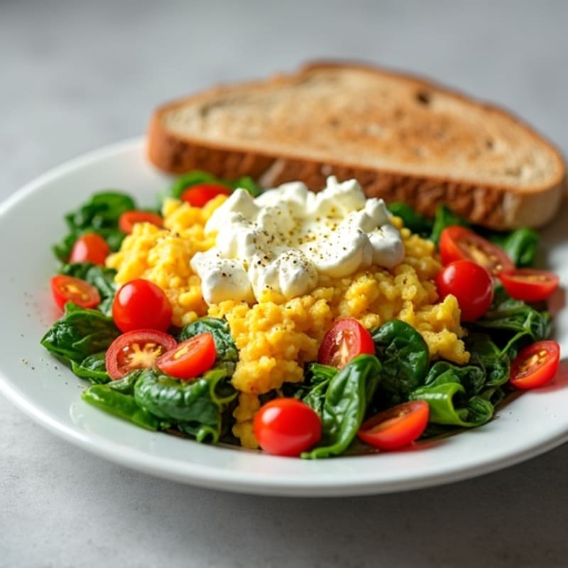Egg White Veggie Scramble with Cottage Cheese