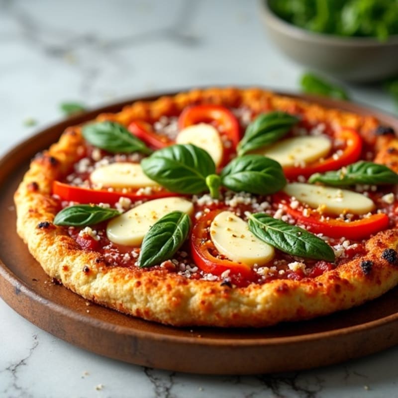 Crispy Cauliflower Crust Pizza with Fresh Vegetables