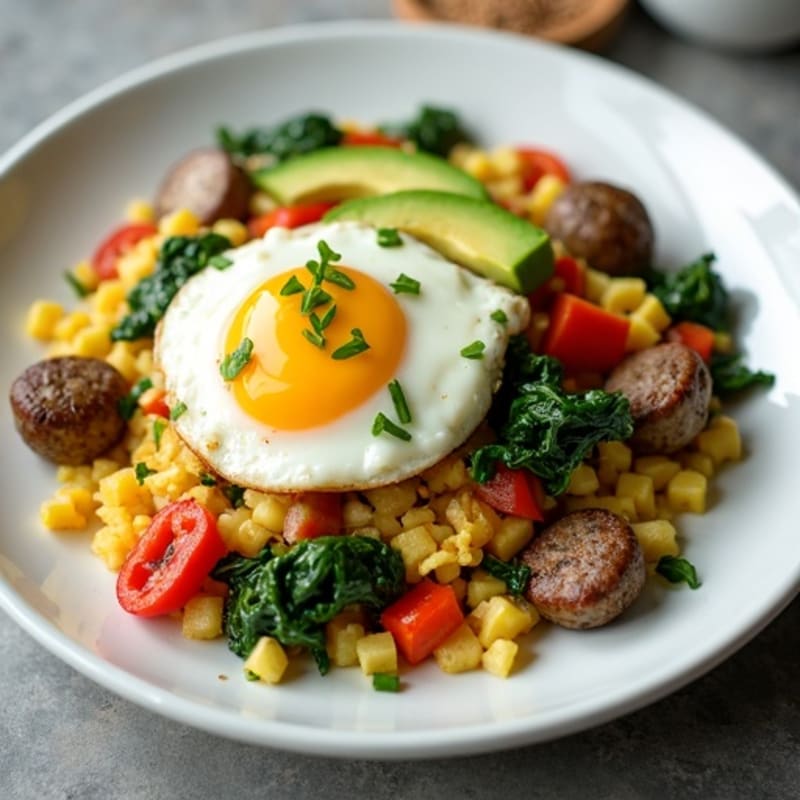 Egg White Scramble with Spinach and Turkey Sausage