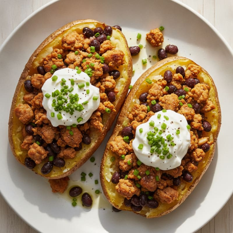 Loaded Baked Potatoes with Savory Toppings