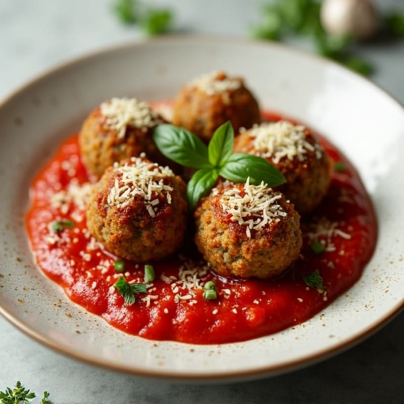 Herb-Crusted Lentil Meatballs with Marinara
