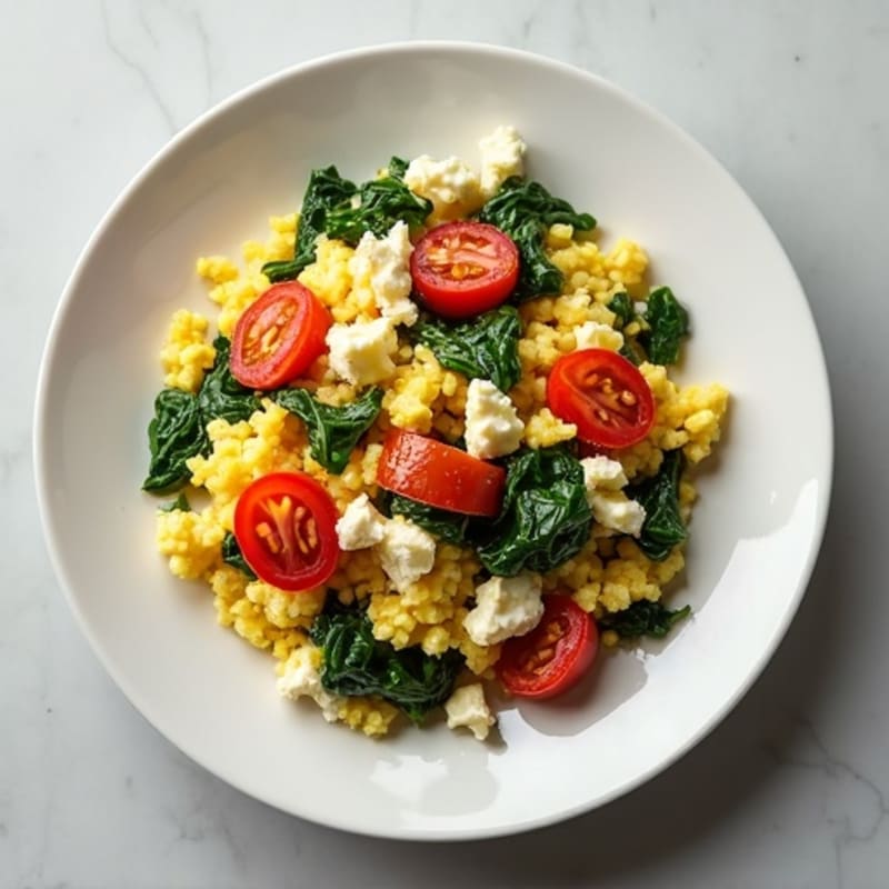 Cottage Cheese Scramble with Spinach and Cherry Tomatoes