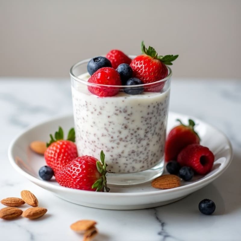 Greek Yogurt Chia Pudding with Fresh Berries and Almonds