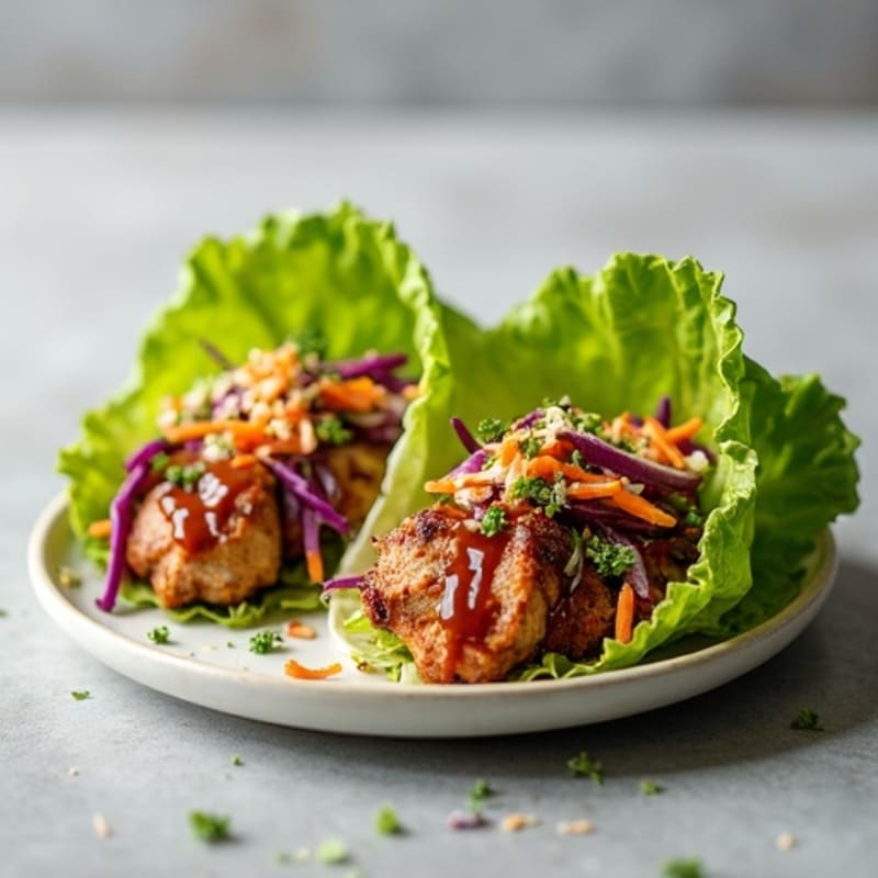 Smoky BBQ Pulled Pork Lettuce Wraps with Crunchy Slaw