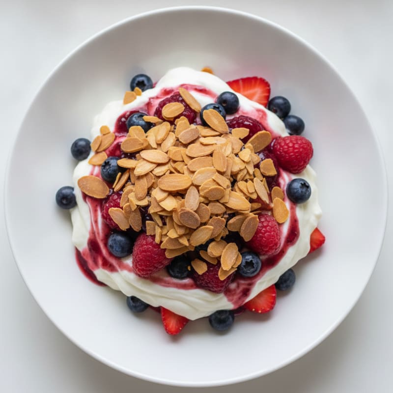 Greek Yogurt Protein Parfait with Berries and Almonds