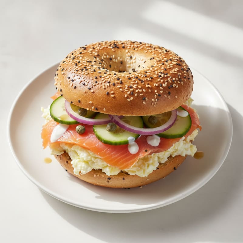 High-Protein New York-Style Bagel Sandwich