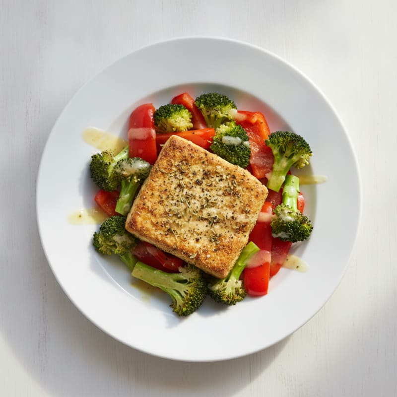 Baked Herb Tofu with Roasted Vegetables