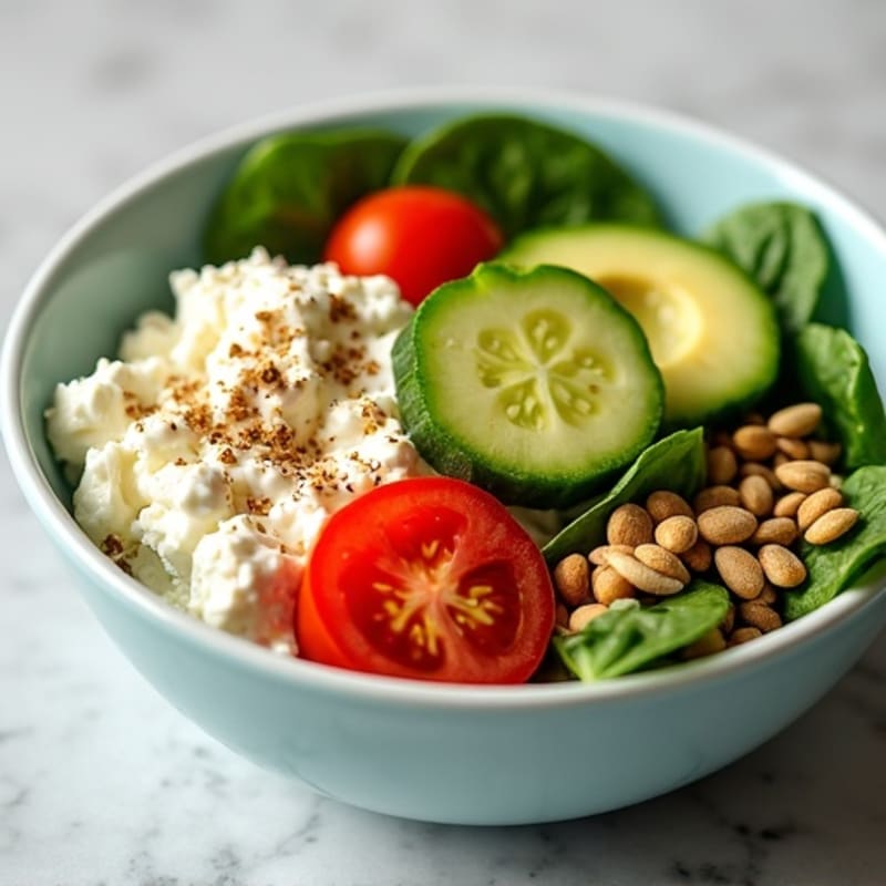 Creamy Cottage Cheese Power Bowl with Fresh Vegetables and Seeds