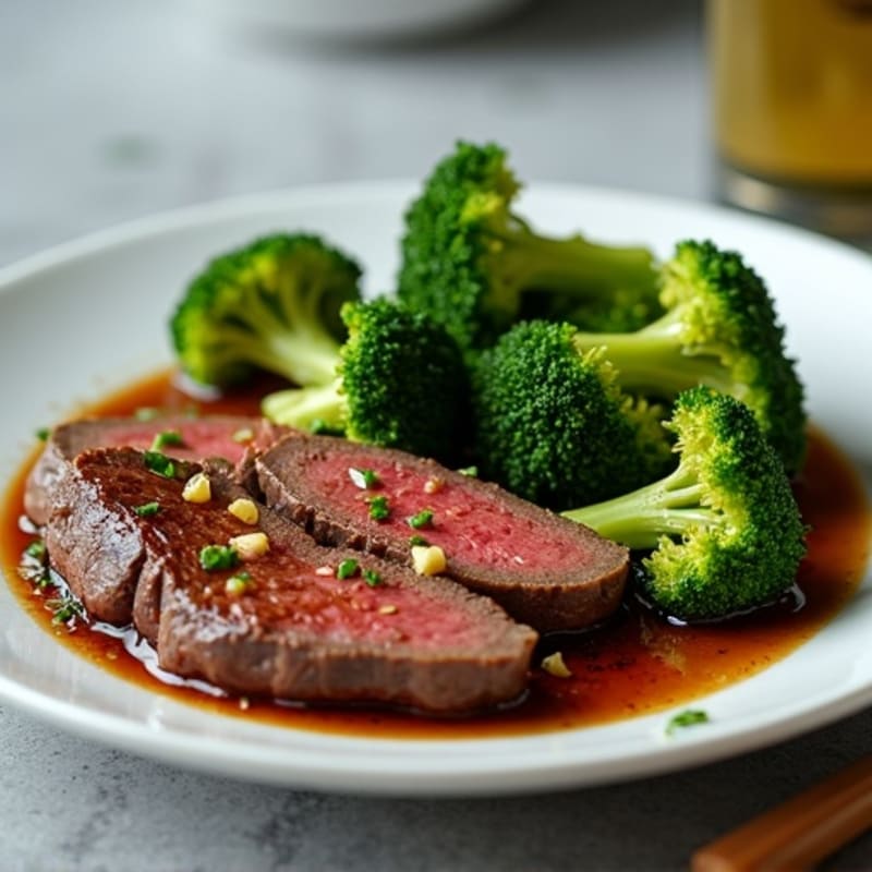 Ginger-Garlic Seared Beef with Crispy Broccoli