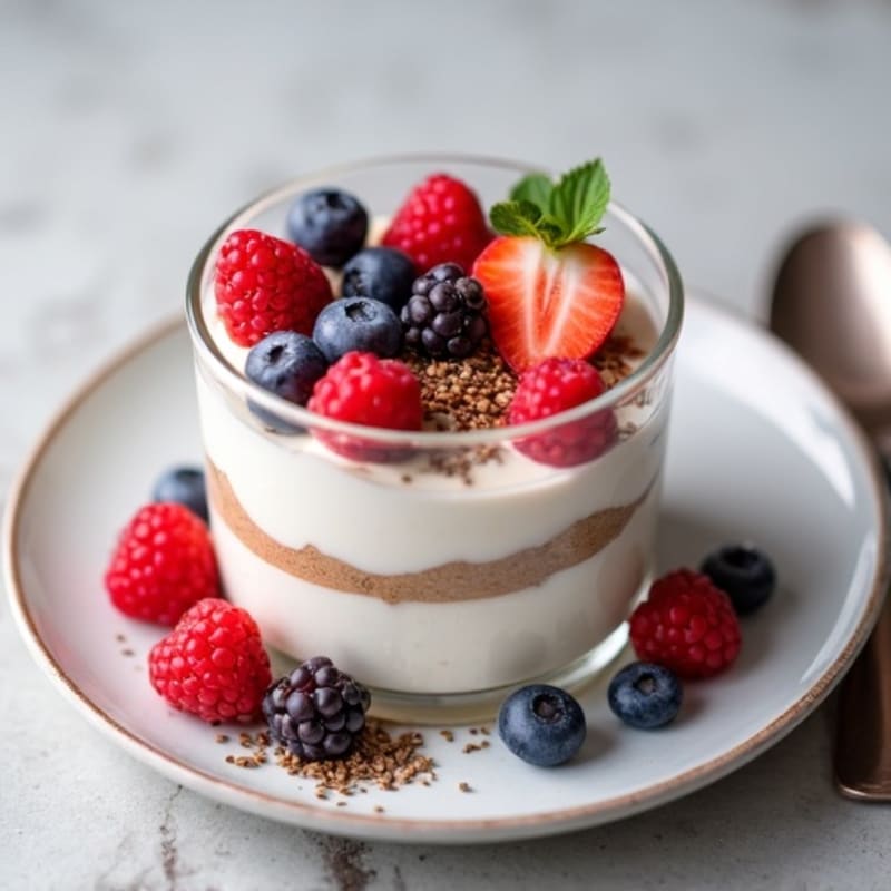 Greek Yogurt Protein Mousse with Almond Butter and Mixed Berries