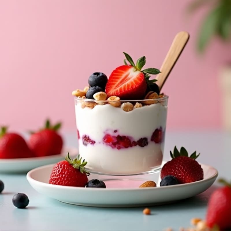 Greek Yogurt Protein Parfait with Mixed Berries and Almonds