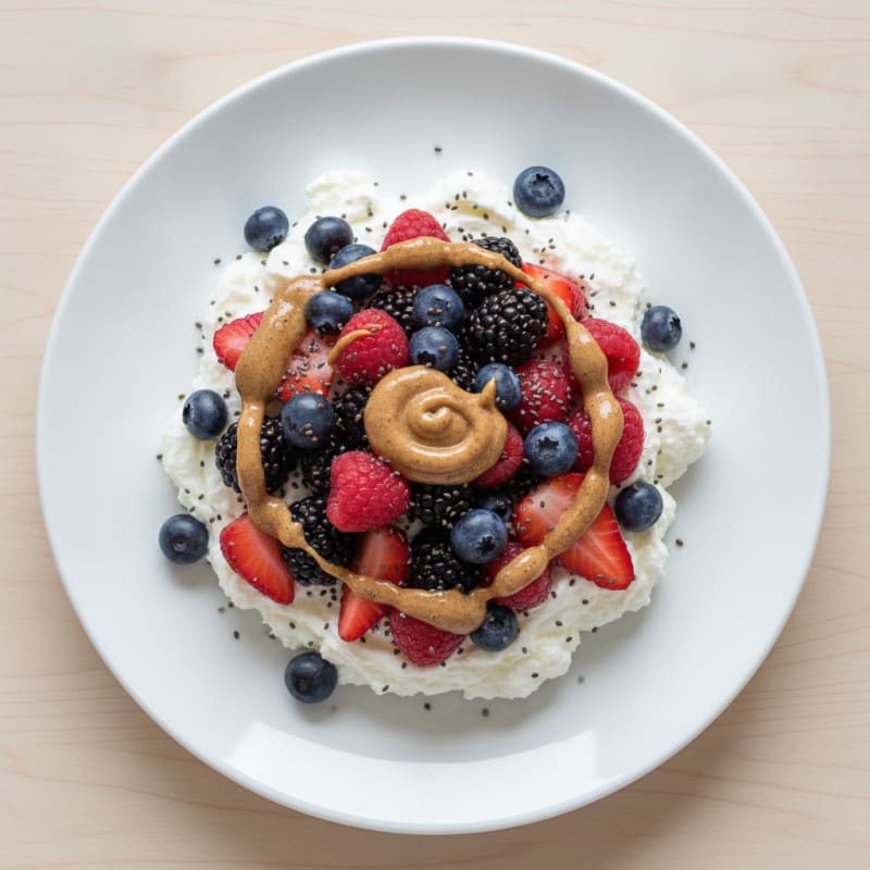 Greek Yogurt Protein Mousse with Mixed Berries