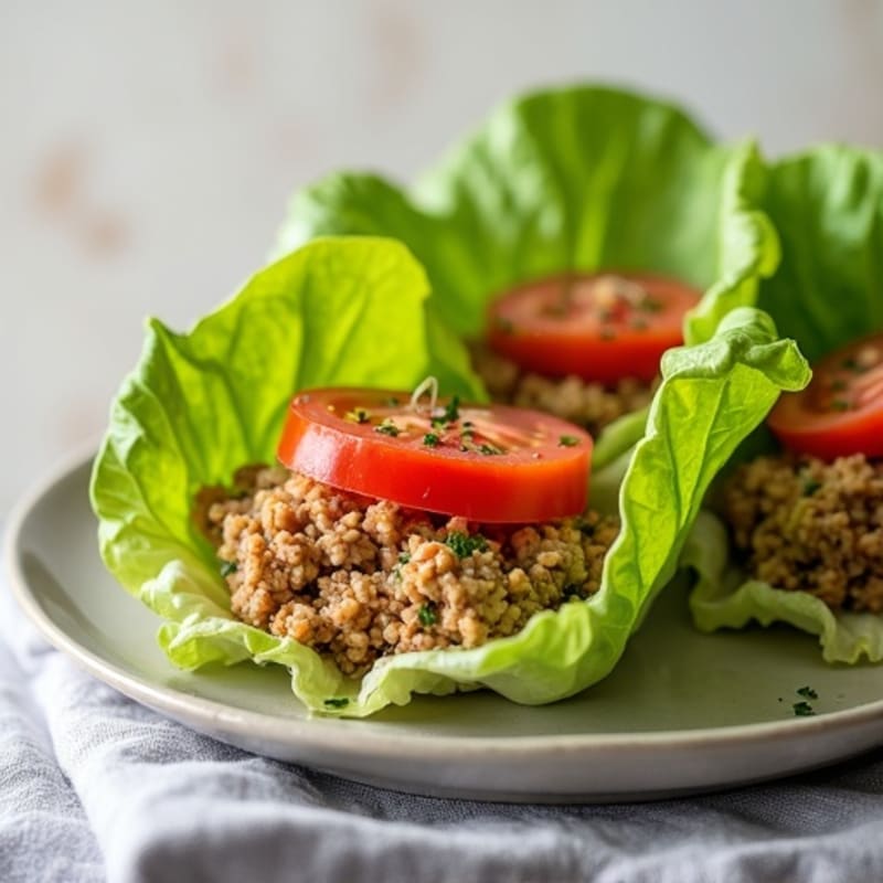 Savory Ground Turkey Lettuce Cups with Fresh Tomato and Onion