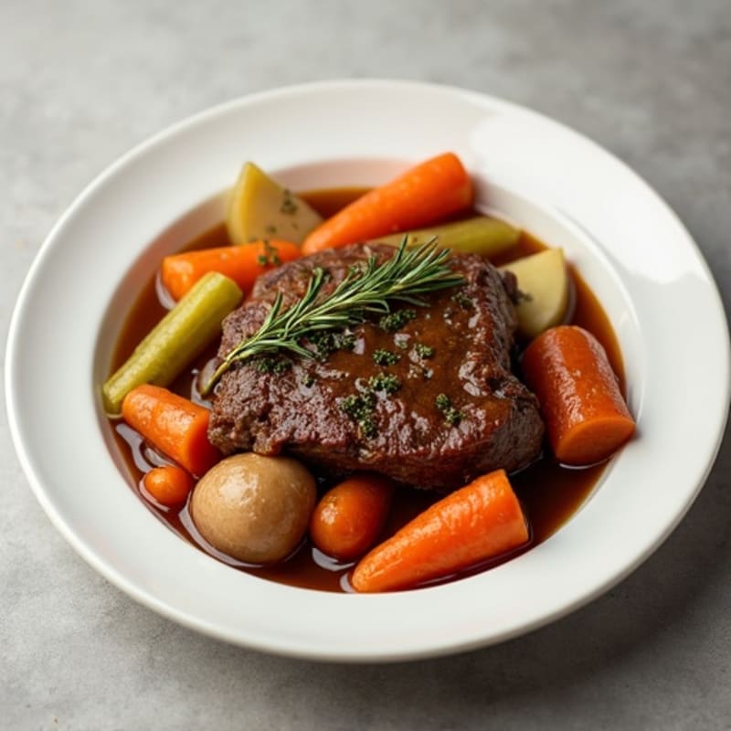 Tender Herb-Braised Pot Roast with Root Vegetables